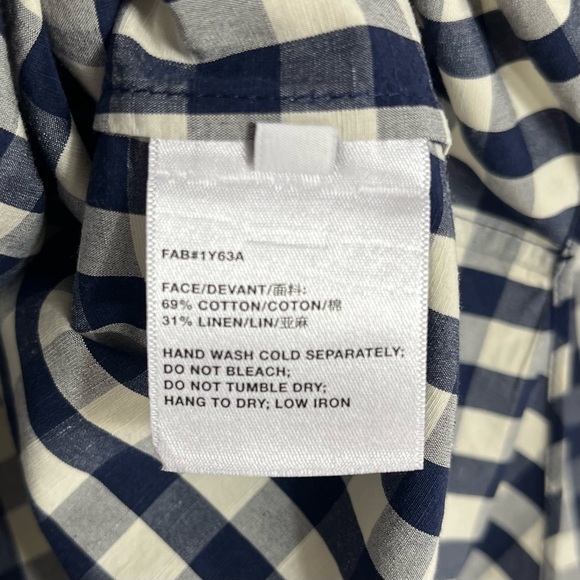 Lafayette 148 New York Check-Print Button-Down Shirt Size Large - Picture 4 of 7